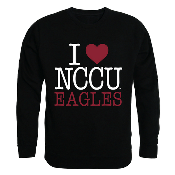 LogoLovers North Carolina Central University I Love Crewneck T-Shirt&#44; Black - Extra Large
