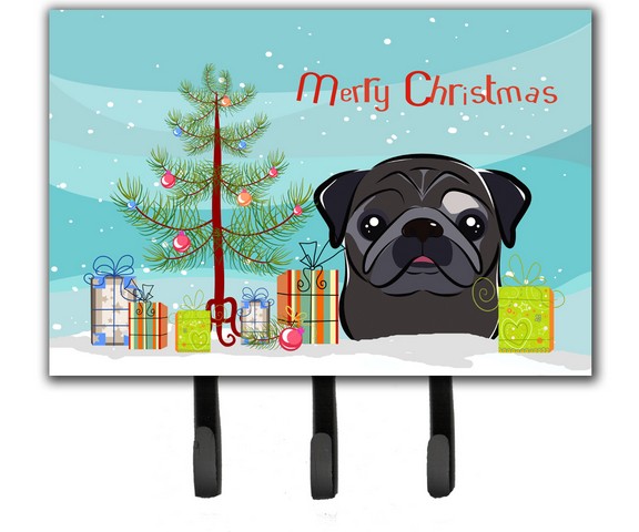 JensenDistributionServices Christmas Tree & Black Pug Leash or Key Holder