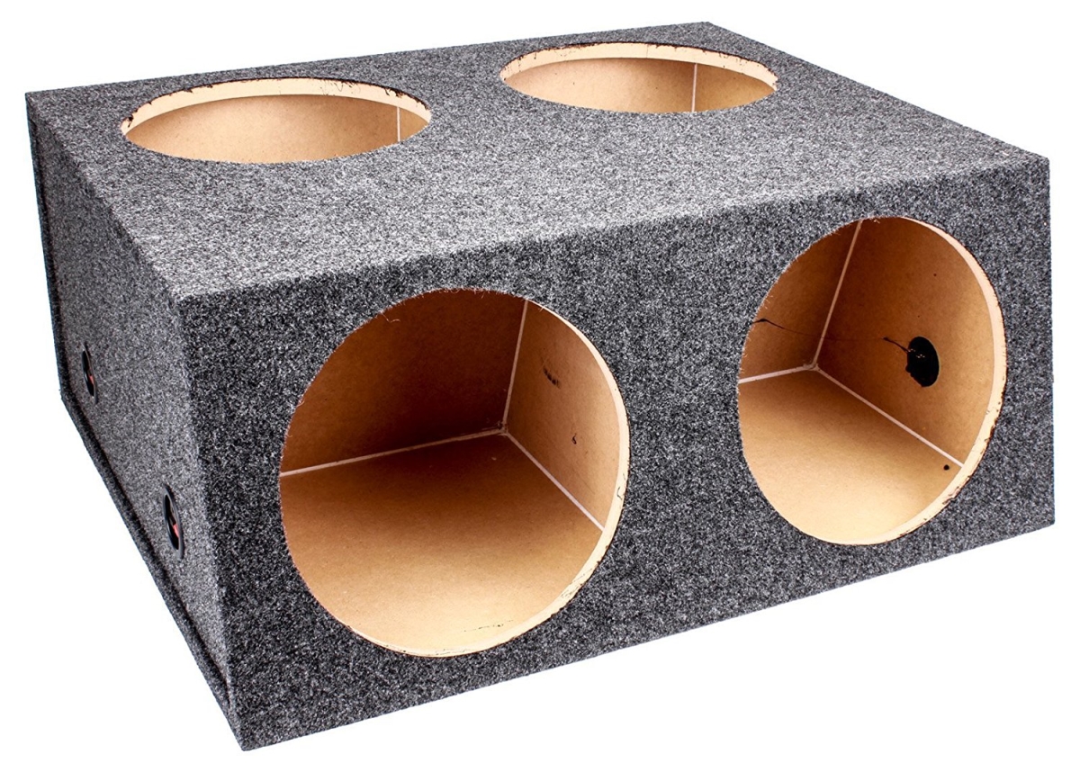 Hi-Tec 12 in. Four Hole Unloaded Subwoofer Speaker Box Enclosure&#44; Charcoal
