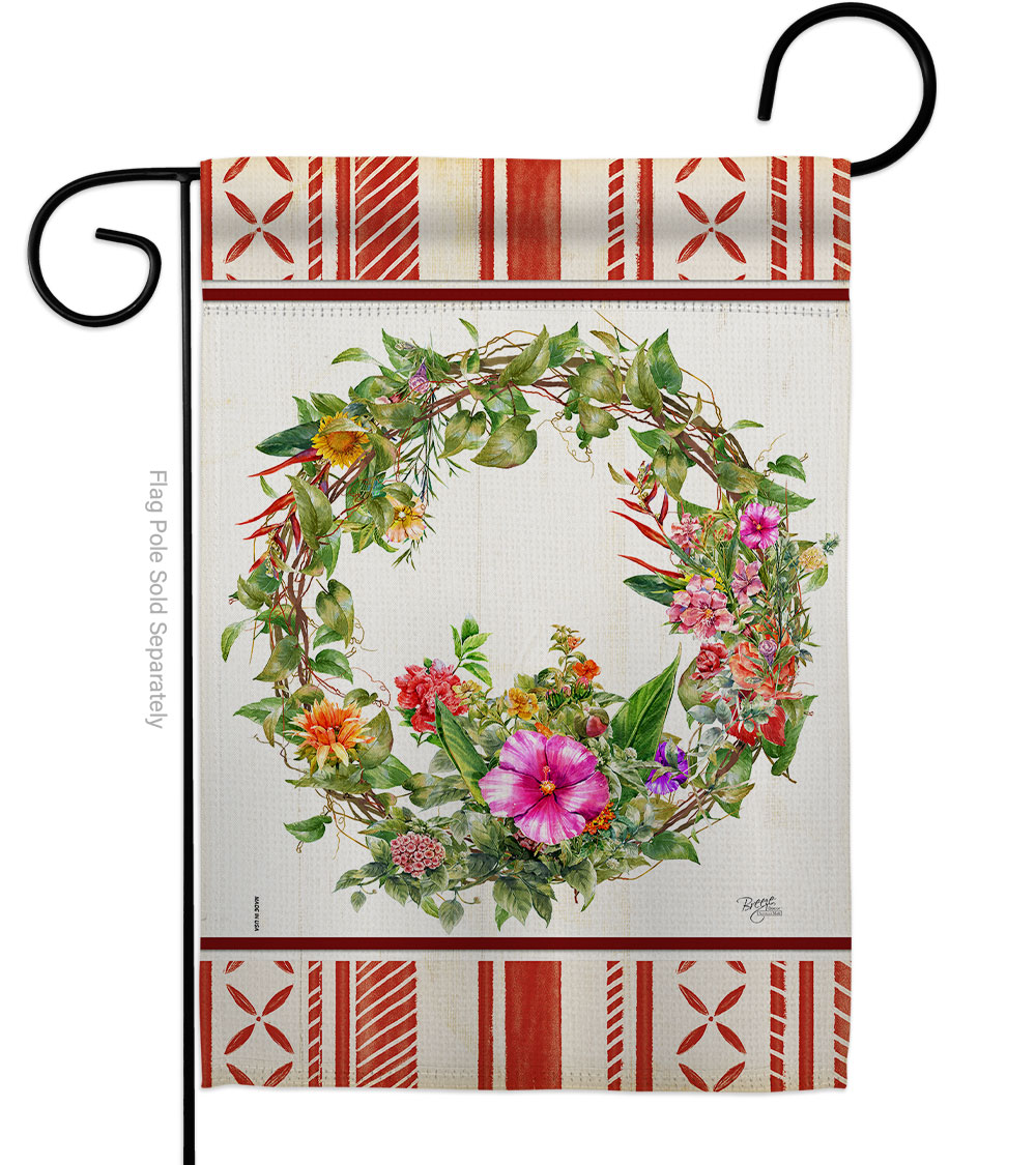 GardenControl G154127-BO Wildflower Wreath Floral Double-Sided Decorative Garden Flag&#44; Multi Color