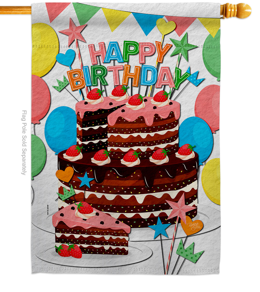 GardenControl 28 x 40 in. Birthday Wish Celebration House Flag with Double-Sided Decorative Vertical Flags