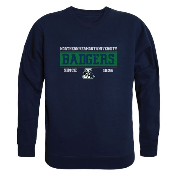 FinalFan Northern Vermont University Badgers Established Crewneck Sweatshirt&#44; Navy - Medium