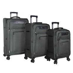 Qualitry Luggage Executive 3-Piece Spinner Luggage Set With USB Port - Grey