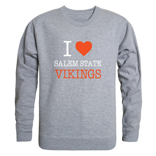 FinalFan Salem State University Vikings I Love Crewneck Sweatshirt&#44; Heather Grey - Large