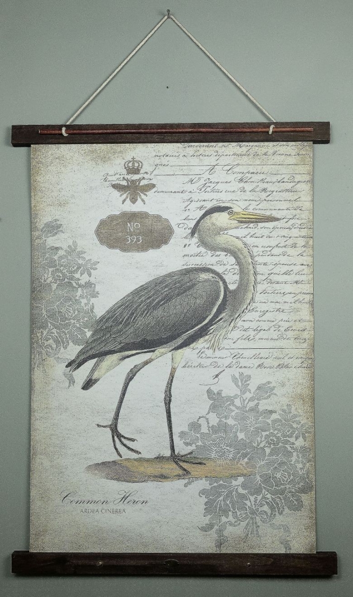 Gfancy Fixtures Grey Vintage Heron EXtra Large Tapestry Wall