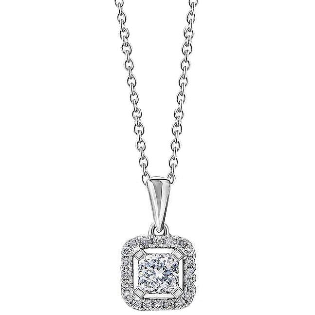 Glitter Radiant & Round Cut 2.10 CT Diamonds Pendant Necklace&#44; Gold