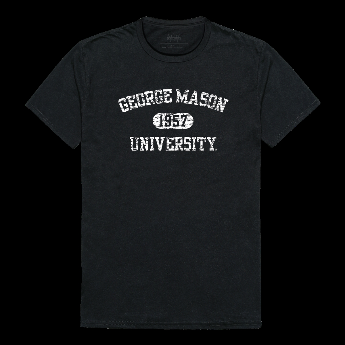 FinalFan George Mason University Patriots Distressed Arch College T-Shirt&#44; Black - Large