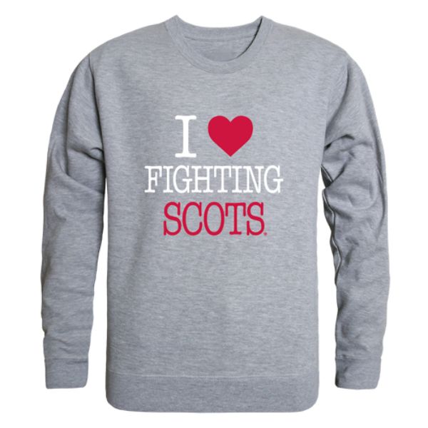 FinalFan Monmouth College Fighting Scots I Love Crewneck Sweatshirt&#44; Heather Grey - Small