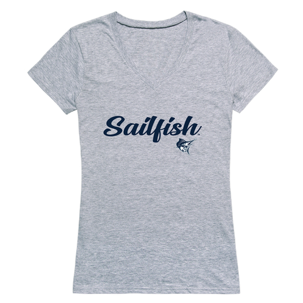 FinalFan Palm Beach Atlantic University Sailfish Women Script Short Sleeve T-Shirt&#44; Heather Grey - Large