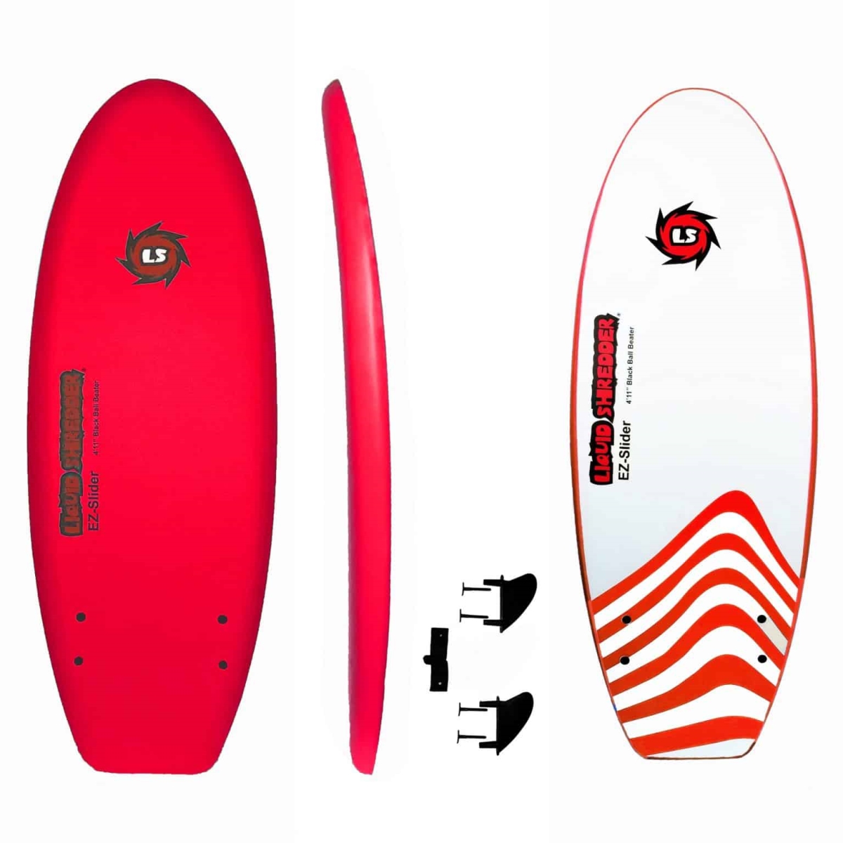NewAlthlete FSEZ411-RD 4 ft. x 11 in. Black Ball Beater Surfboard&#44; Red