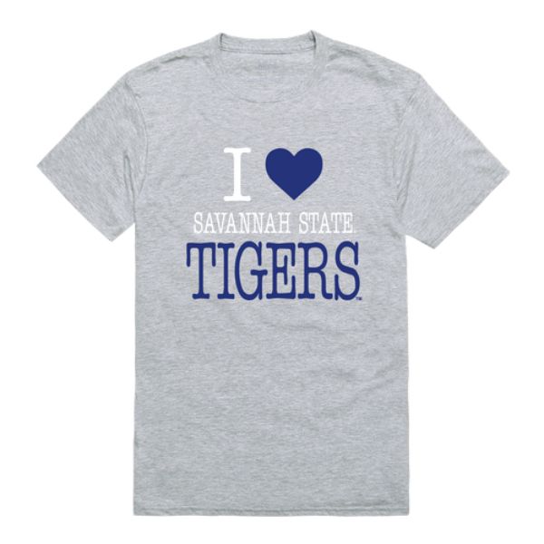 FinalFan Savannah State University Tigers I Love T-Shirt&#44; Heather Grey - Small