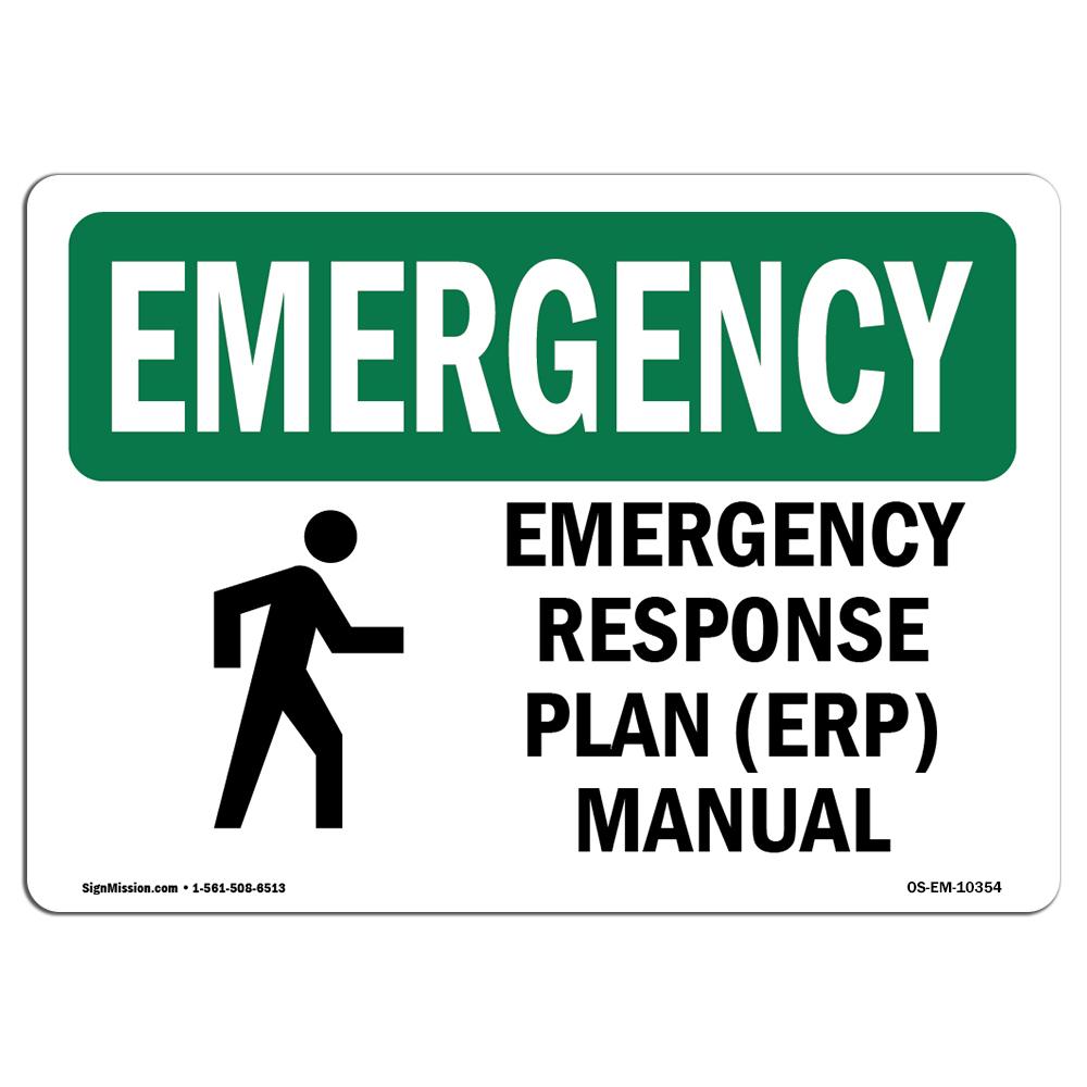 Amistad 10 x 14 in. OSHA Emergency Sign - Response Plan ERP Manual with Symbol