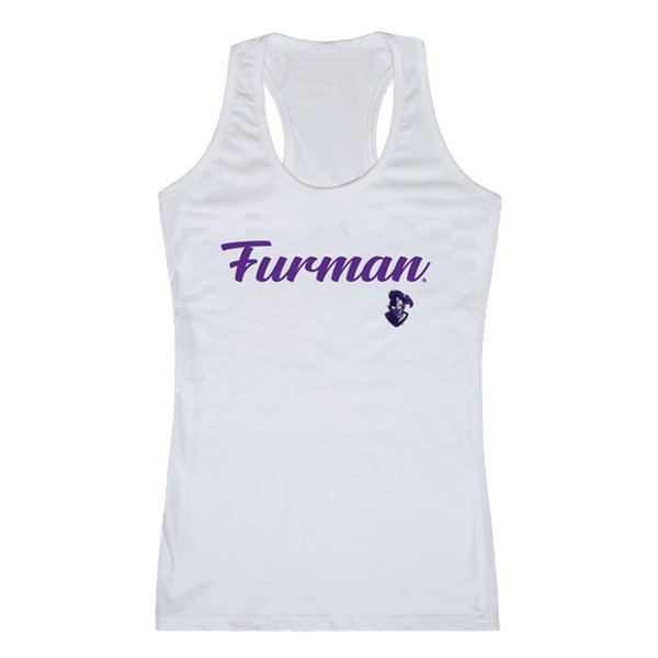FinalFan Women Furman University Script Tank T-Shirt&#44; White - 2XL
