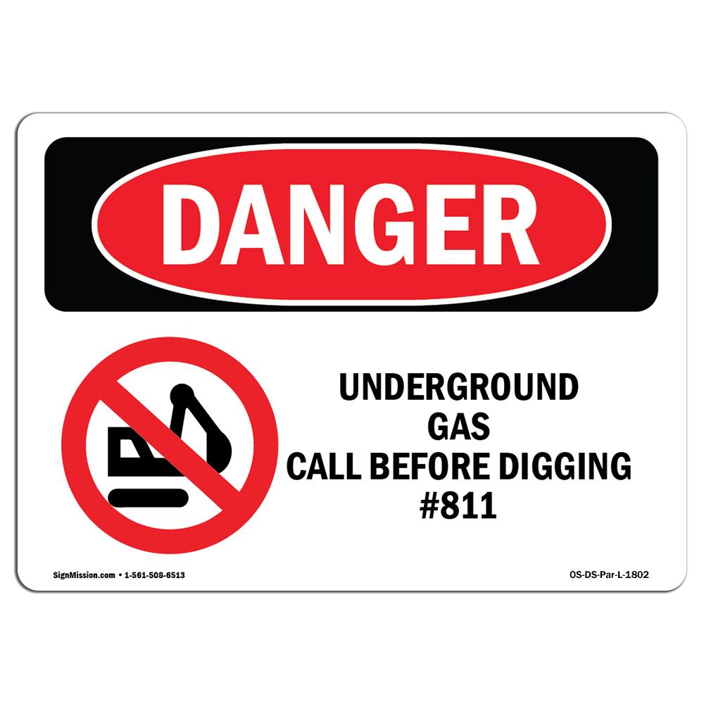 Amistad OSHA Danger Sign - Underground Gas Call Before Digging No.811