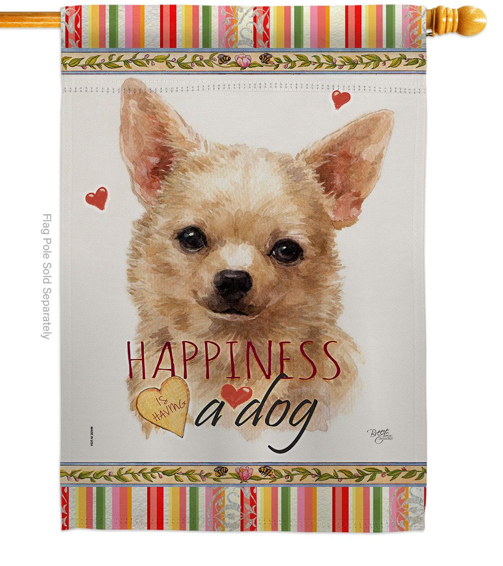 GardenControl Apple Head Chihuahua Happiness Animals Dog 28 x 40 in. Double-Sided Decorative Vertical House Flags for Decoration Banner Garden