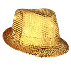 Endless Games LED Flashing Light Up Fedora Hat with Gold Sequins