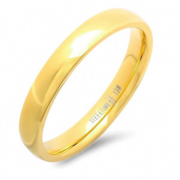 Jewelry Mens Stainless Steel 18 Kt Gold Plated Plain Band Ring- Size - 10