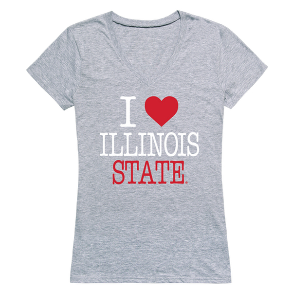 LogoLovers Illinois State University I Love Women T-Shirt&#44; Heather Grey - Extra Large