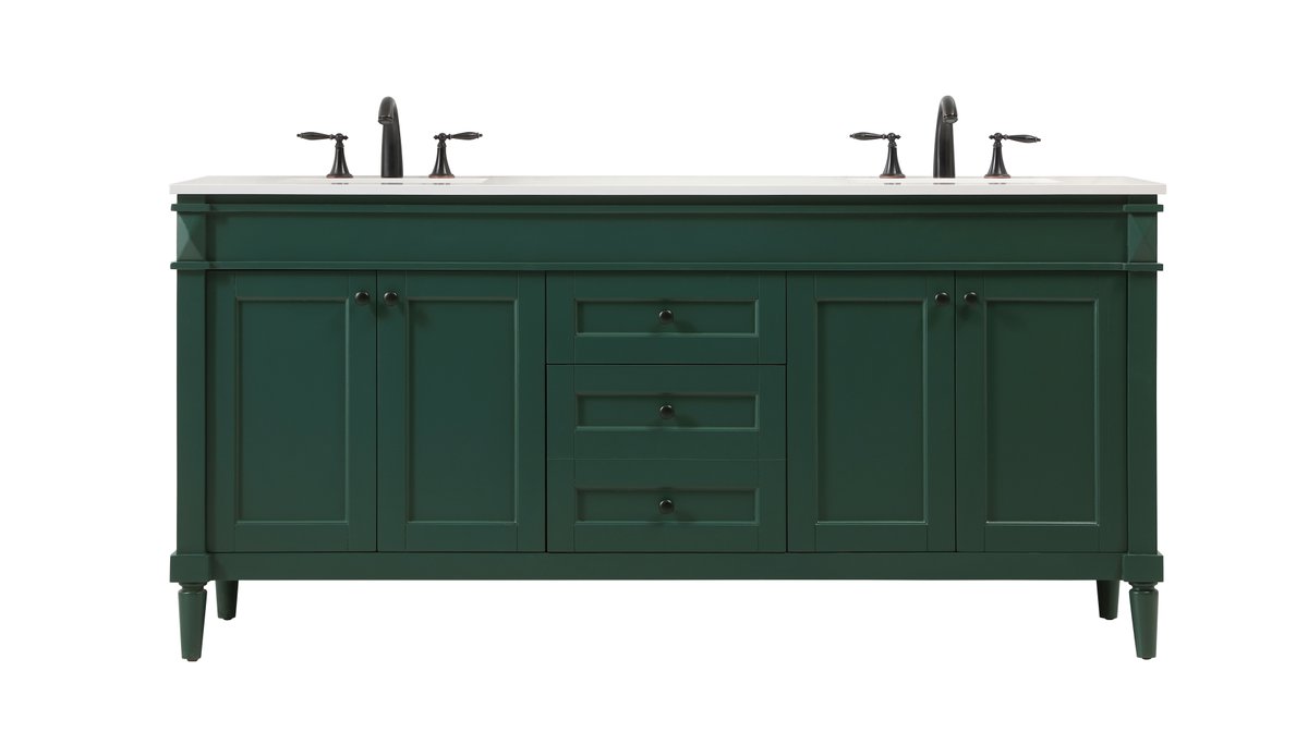 Convenience Concepts 72 in. Bennett Double Bathroom Vanity, Green