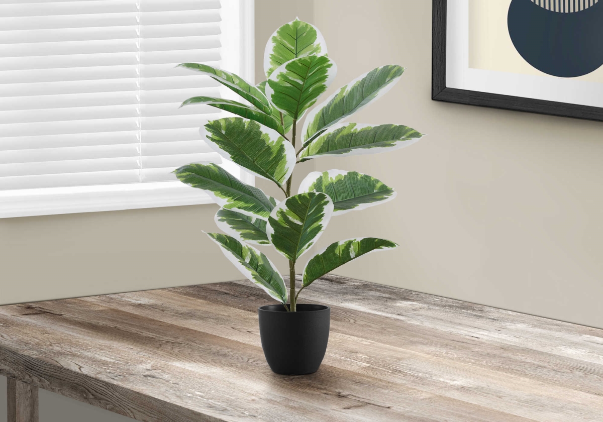 Heat Wave 27 in. Tall Artificial Plant with Rubber&#44; Indoor&#44; Faux&#44; Fake&#44; Table&#44; Greenery&#44; Potted&#44; Real Touch &