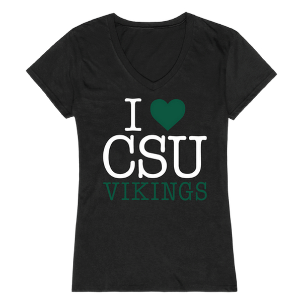 LogoLovers Cleveland State University I Love Women T-Shirt&#44; Black - Extra Large