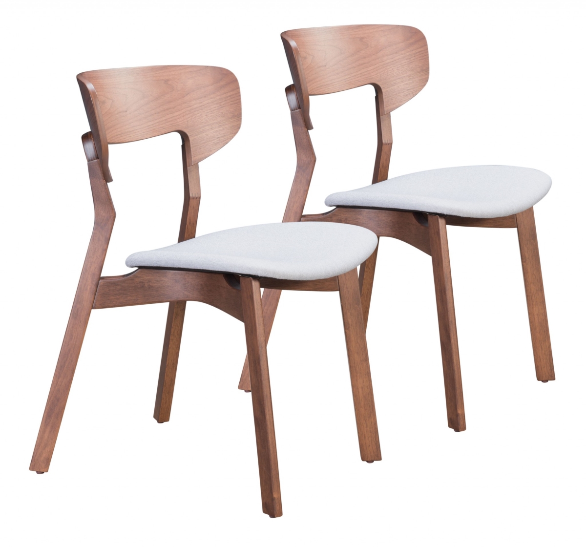 KD Estanteria Russell Dining Chair&#44; Walnut & Light Gray - Set of 2