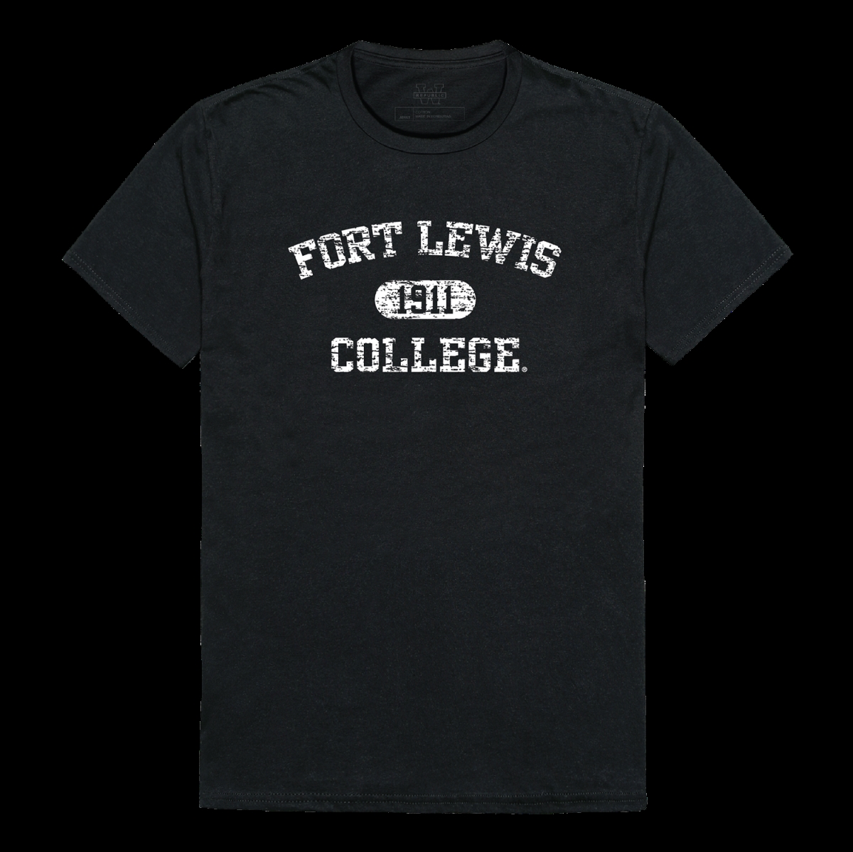 FinalFan Fort Lewis College SkyHawks Distressed Arch T-Shirt&#44; Black - Extra Large