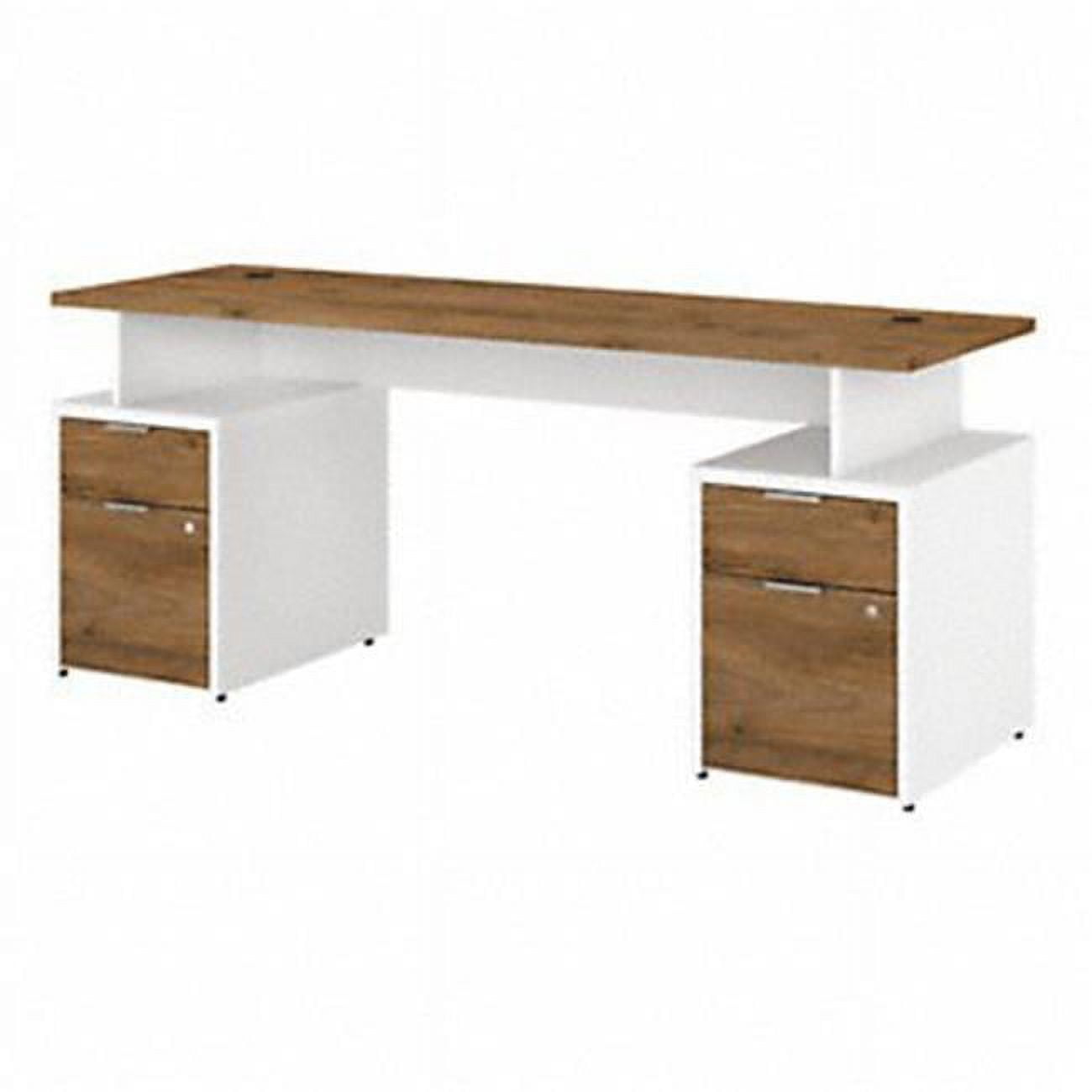 SeatSolutions 72 in. Jamestown Desk with 4 Drawers - Fresh Walnut White