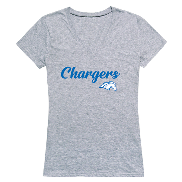 FinalFan University of Alabama Huntsville Chargers Women Script Short Sleeve T-Shirt&#44; Heather Grey - 2XL