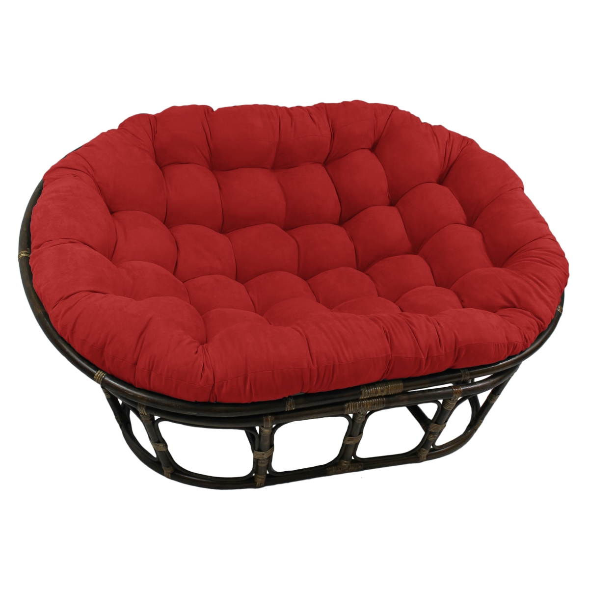 OpenSkies 63 x 45 in. Rattan Double Papasan Chair with Microsuede Cushion&#44; Red