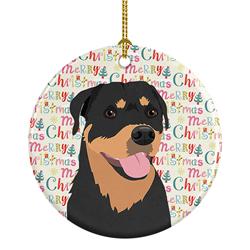 PartyPros 2.8 x 2.8 in. Unisex Rottweiler Black & Tan No.7 Christmas Ceramic Ornament