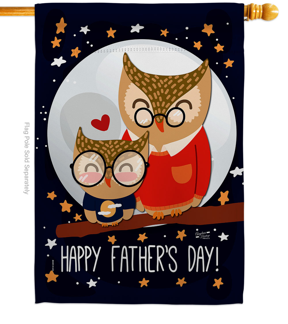 Patio Trasero Owls Fathers Day Family Father 28 x 40 in. Double-Sided Decorative Vertical House Flags for Decoration Banner Garden Yard Gift