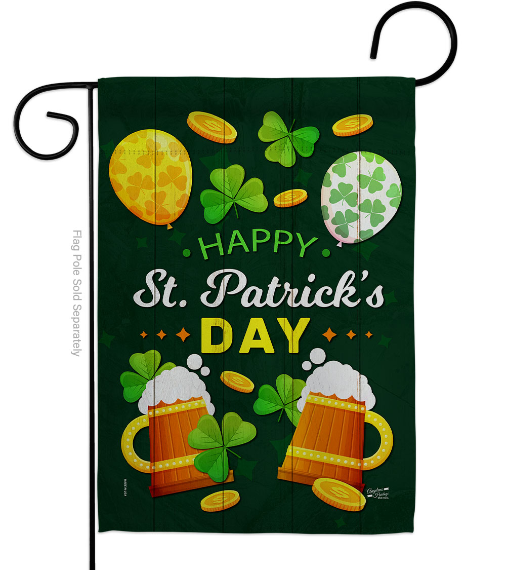 Patio Trasero Cheers on St Patrick Springtime Double-Sided Decorative Garden Flag&#44; Multi Color