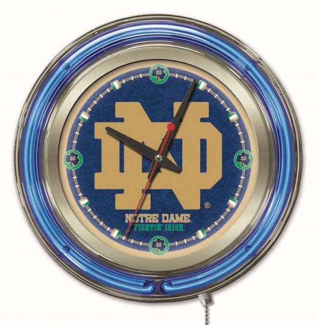 John Hancock Notre Dame Neon Clock - 15 in. Dia.