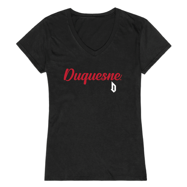 FinalFan Women Duquesne Dukes Script T-Shirt&#44; Black - 2XL
