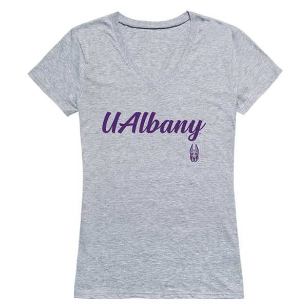 FinalFan University at Albany&#44; Suny Womens Script T-Shirt - Heather Gray&#44; Medium