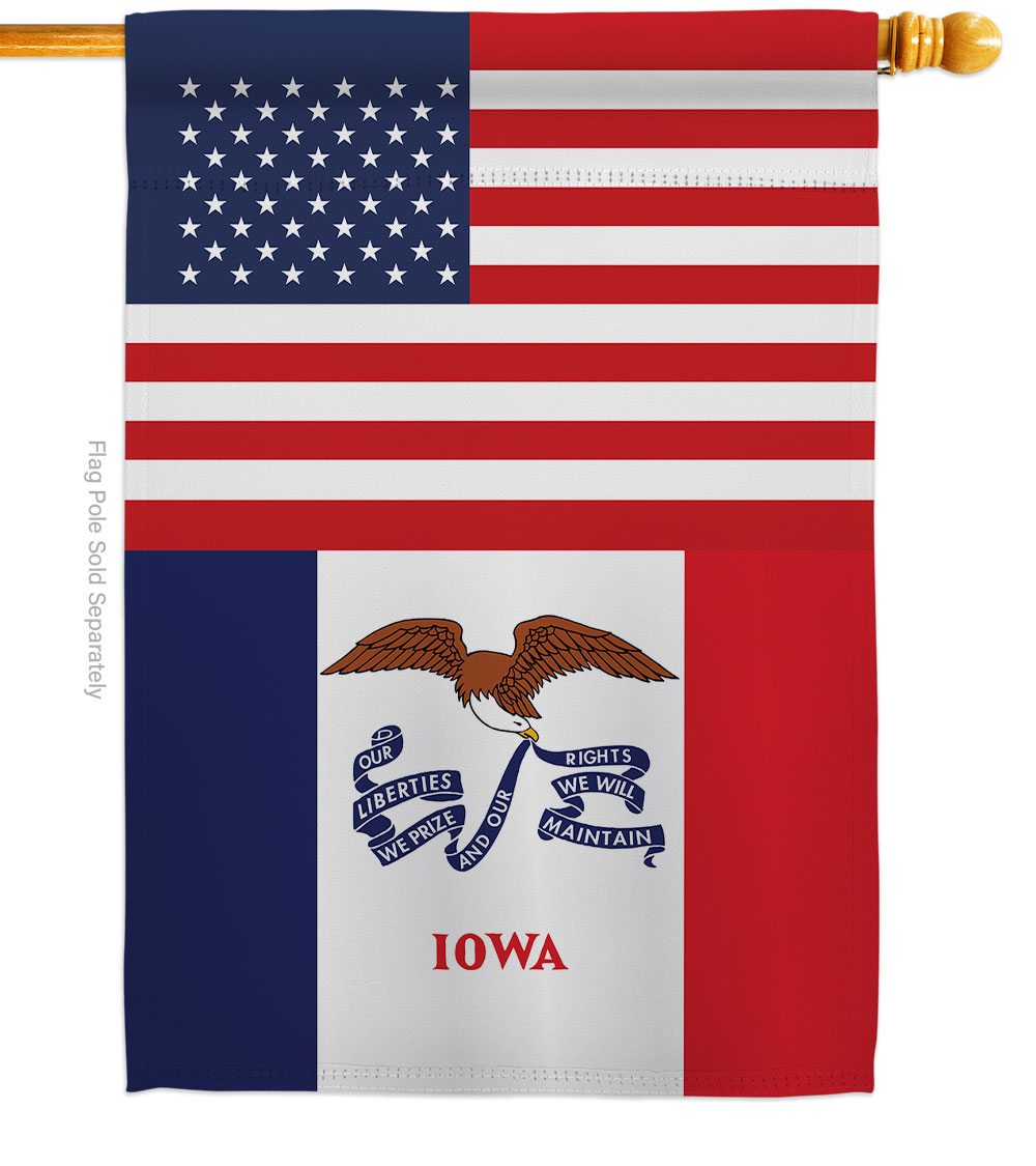 Guarderia 28 x 40 in. USA Iowa American State Vertical House Flag with Double-Sided Decorative Banner Garden Yard Gift