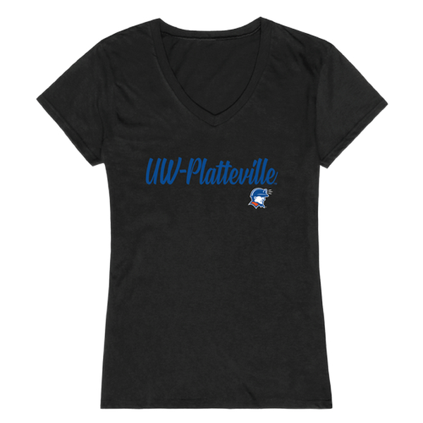 LogoLovers University of Wisconsin-Platteville Script T-Shirt for Women&#44; Black - Small
