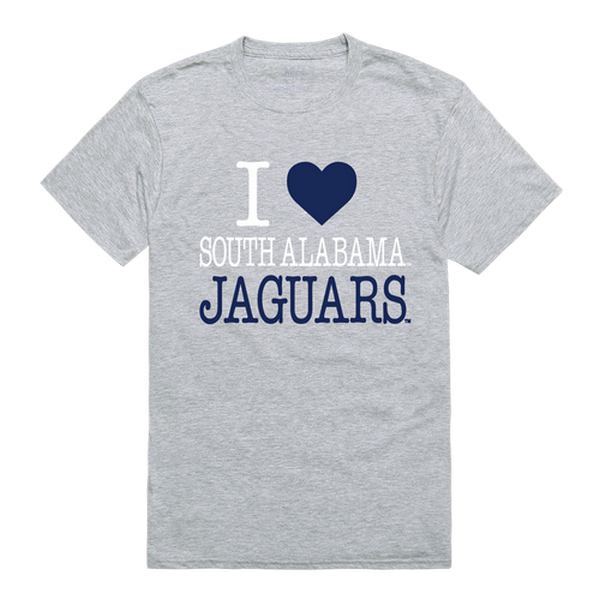 LogoLovers University of South Alabama I Love T-Shirt&#44; Heather Grey - Small