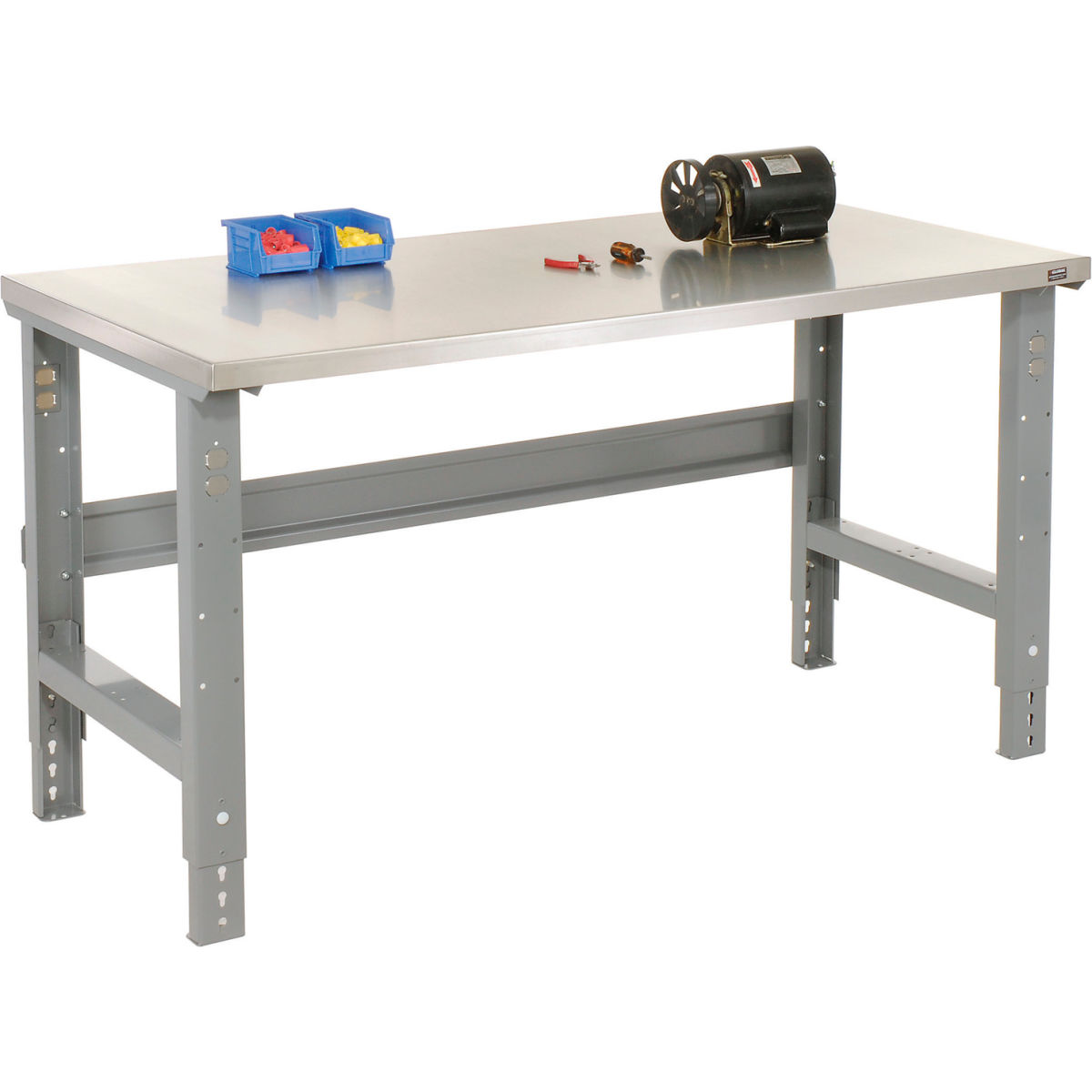 Cromo Adjustable Height Workbench with C-Channel Leg&#44; Stainless Steel Square Edge - Gray - 60 x 30 in.