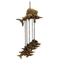 Conservatorio Retro Fish Bell Home Hanging Decor Cast Iron Door Bell Windchime for Shop&#44; Bronze
