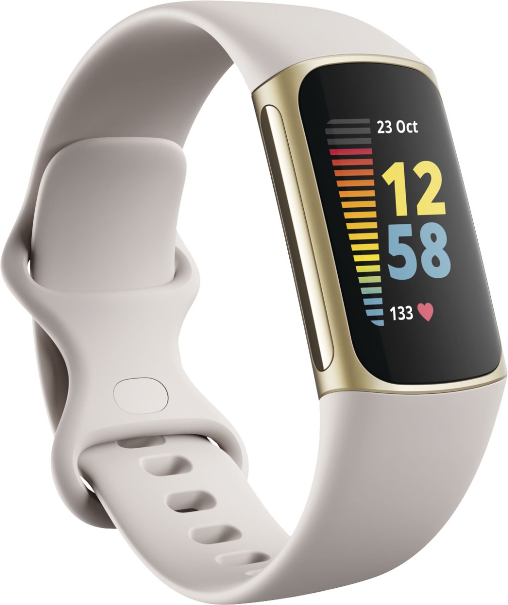 Dr. Kroll&'s Charge 5 Advanced Fitness & Health Tracker&#44; Lunar White & Soft Gold - One Size