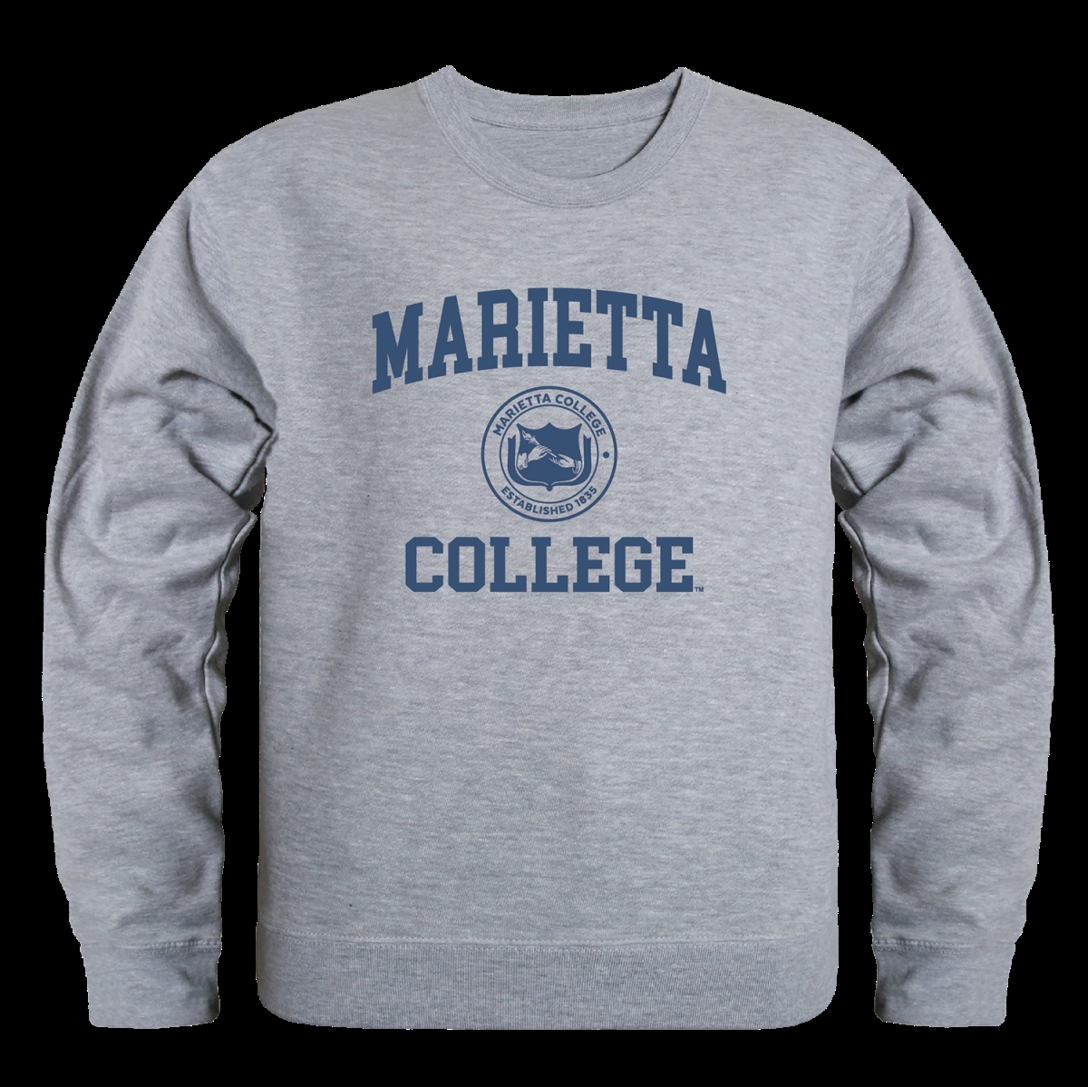 FinalFan Marietta College Pioneers Seal Crewneck Sweatshirt&#44; Heather Grey - Large