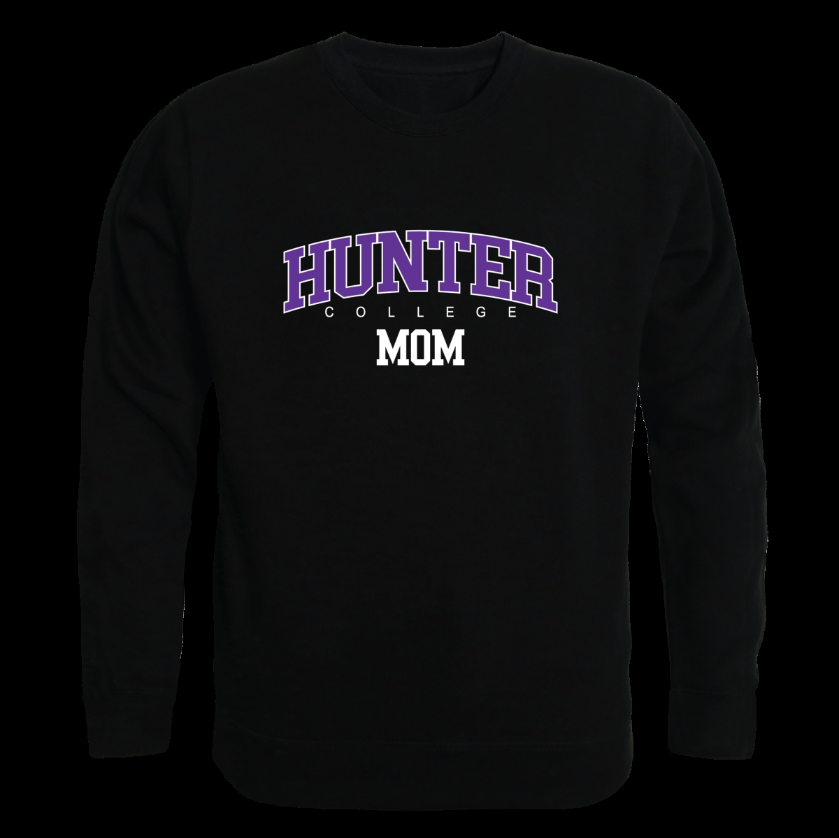 FinalFan Hunter College Hawks Mom Crewneck Sweatshirt&#44; Black - Medium
