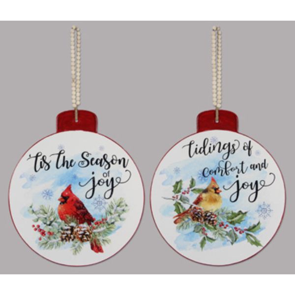 Designs-Done-Right Tin Christmas Cardinal Wall Sign&#44; Assorted Color - 2 Piece