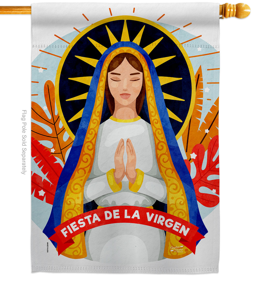Patio Trasero Fiesta De La Virgen Religious Faith Double-Sided Garden Decorative House Flag&#44; Multi Color