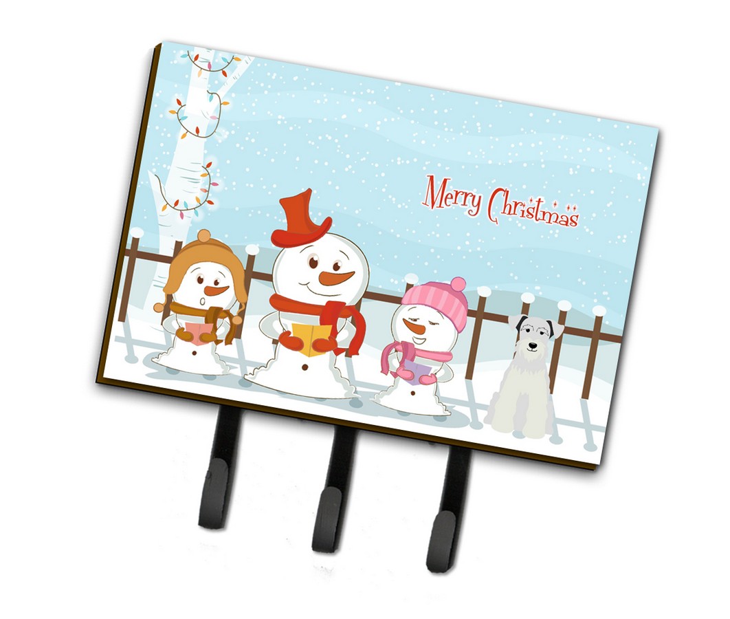 JensenDistributionServices Merry Christmas Carolers Miniature Schanuzer White Leash or Key Holder
