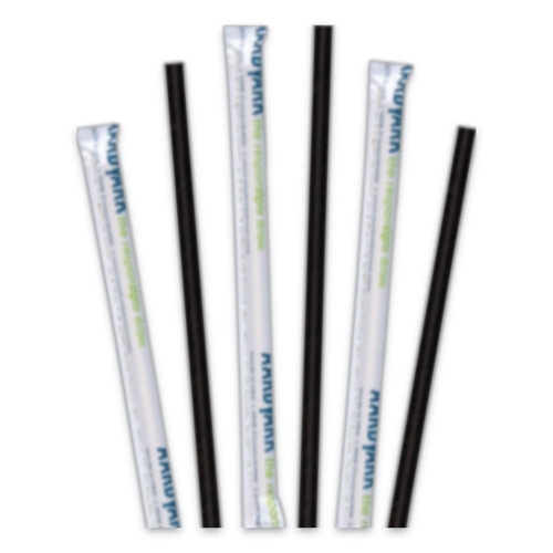 KitchenCuisine 5.75 in. Paper Straws - Black - 3200 per Case