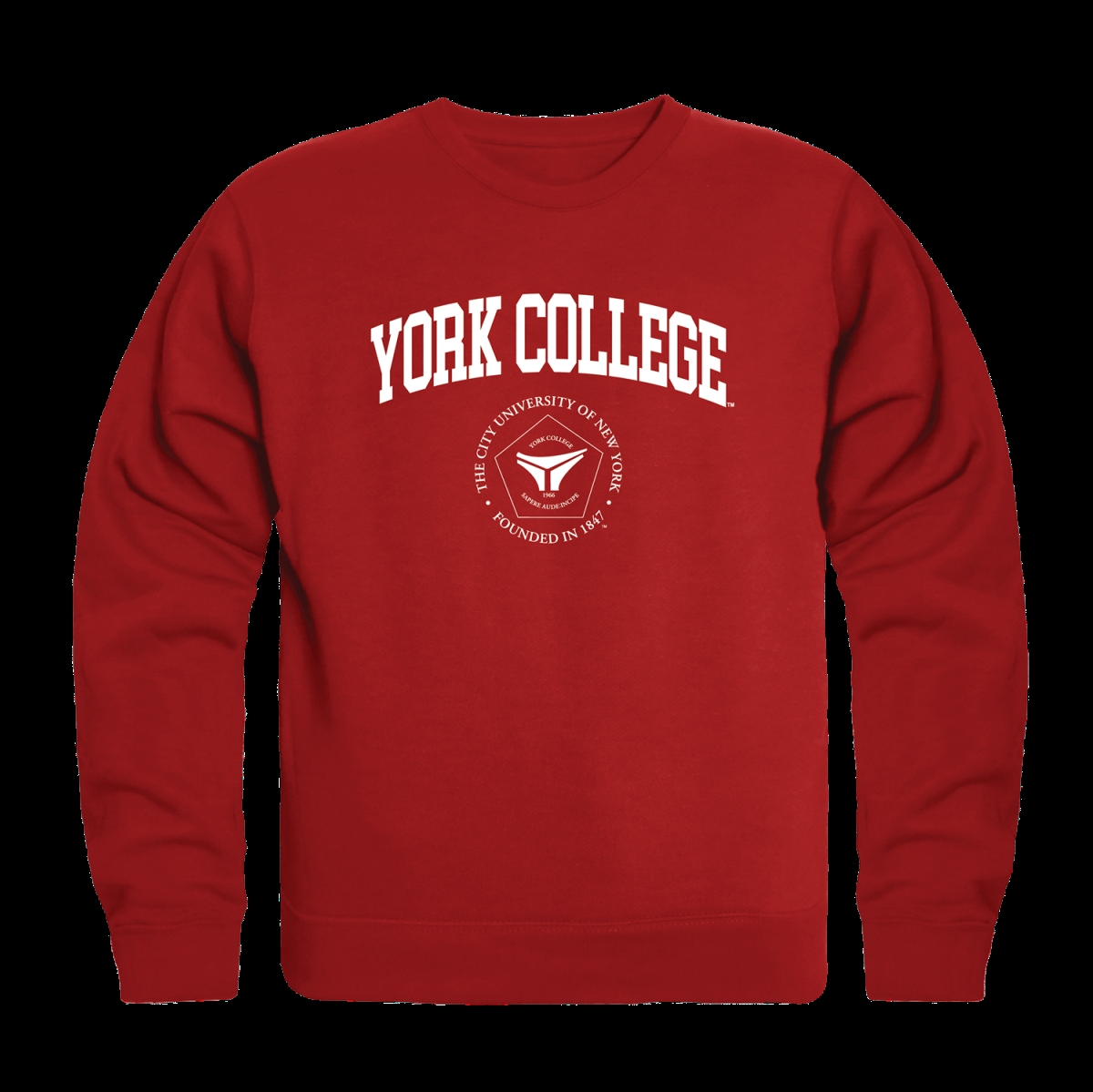 FinalFan York College Cardinals Seal Crewneck Sweatshirt&#44; Red - Medium