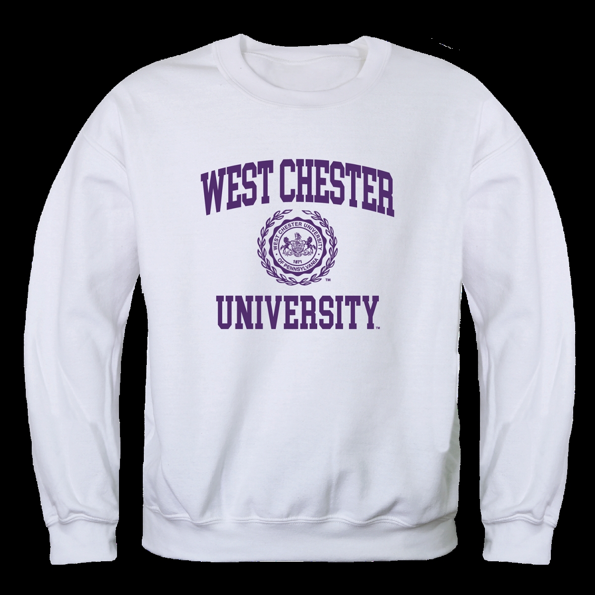 FinalFan West Chester University Rams Seal Crewneck Sweatshirt&#44; White - 2XL